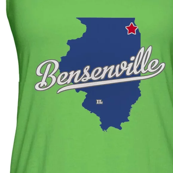 Bensenville Illinois Il Map Ladies Essential Flowy Tank