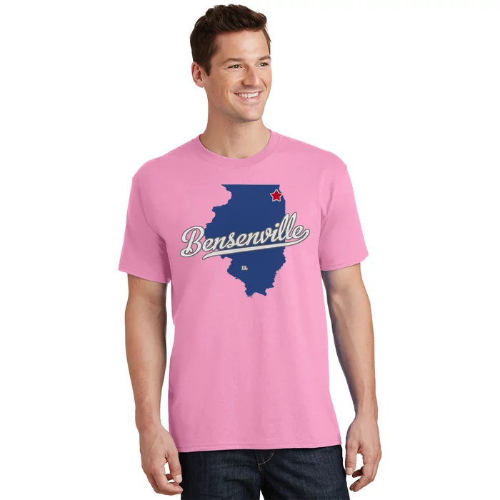 Bensenville Illinois Il Map T-Shirt