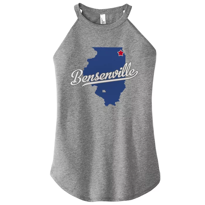 Bensenville Illinois Il Map Women’s Perfect Tri Rocker Tank