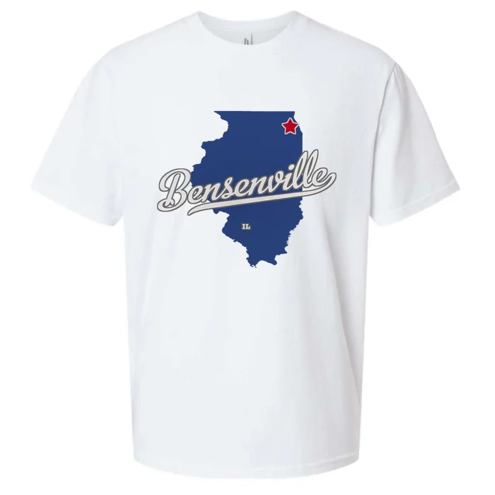 Bensenville Illinois Il Map Sueded Cloud Jersey T-Shirt