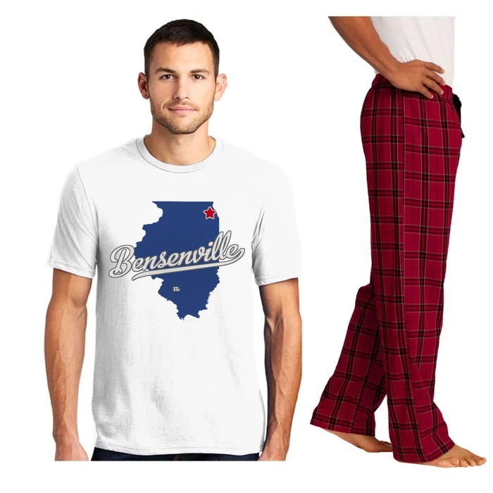 Bensenville Illinois Il Map Pajama Set