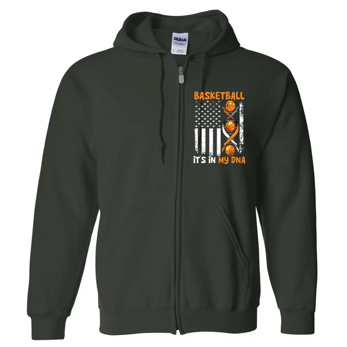 Basketball Its In My DNA Funny Player Coach Team Sport Full Zip Hoodie