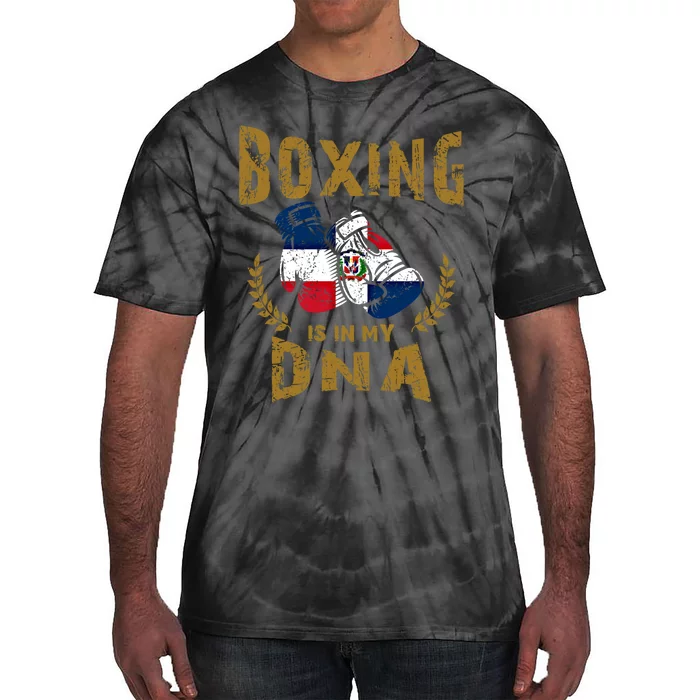 Boxing Is In My Dna Dominican Republic Flag Boxing Gloves Gift Tie-Dye T-Shirt