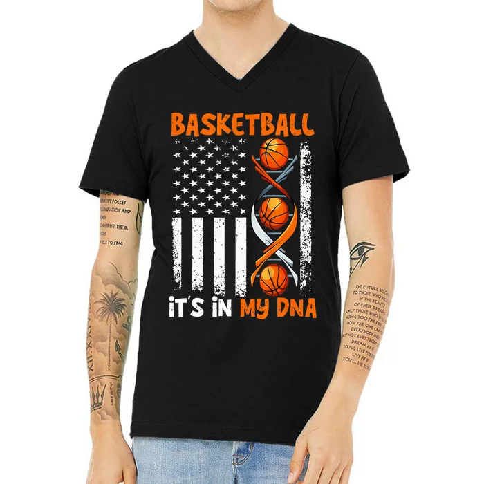 Basketball Its In My DNA Funny Player Coach Team Sport V-Neck T-Shirt