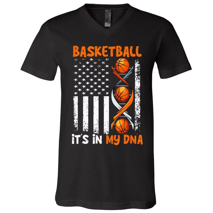 Basketball Its In My DNA Funny Player Coach Team Sport V-Neck T-Shirt