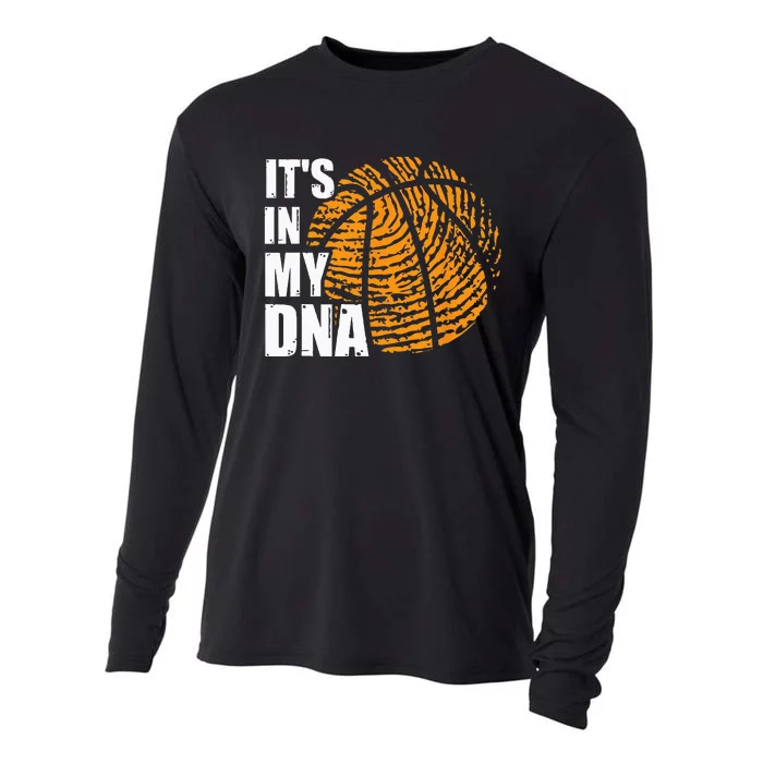 Basketball Its In My DNA Fingerprint Funny Basketball Cooling Performance Long Sleeve Crew