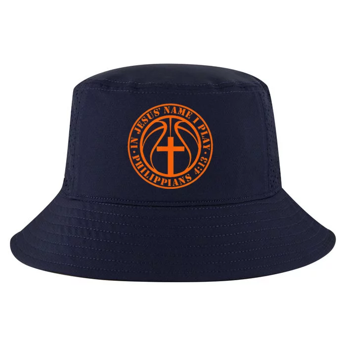 Basketball In Jesus Name I Play Philippians 413 Christian Cool Comfort Performance Bucket Hat