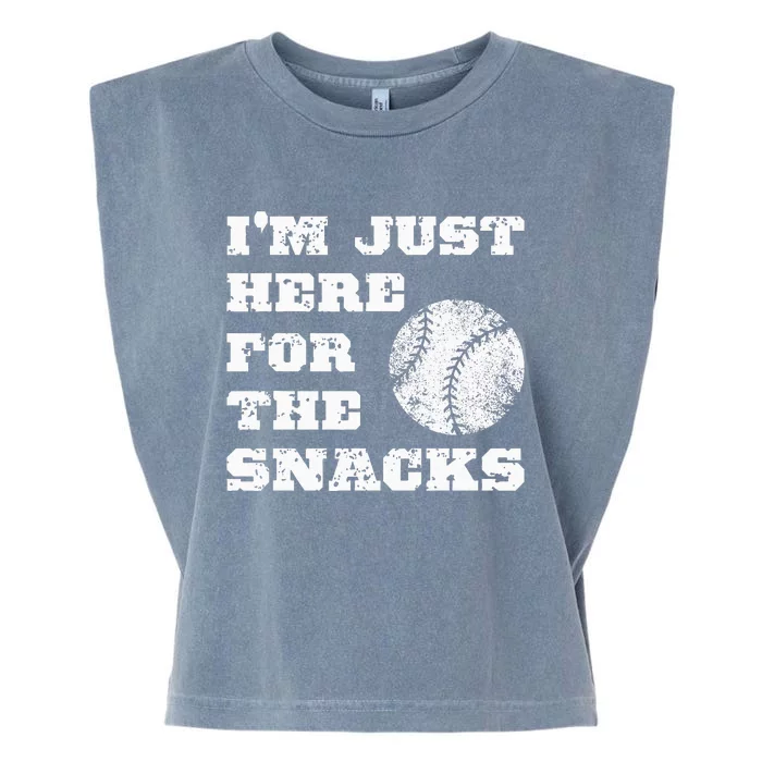 Baseball Im Just Here For The Snacks Vintage Baseball Garment-Dyed Women's Muscle Tee