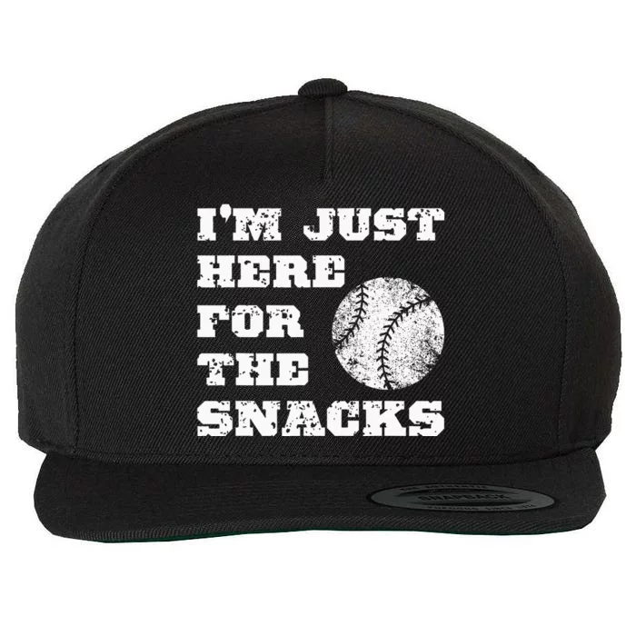 Baseball Im Just Here For The Snacks Vintage Baseball Wool Snapback Cap