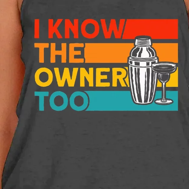 Bartender I Know The Owner Too Women's Knotted Racerback Tank