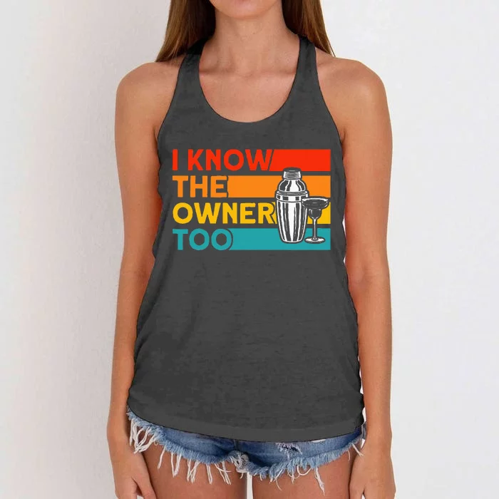 Bartender I Know The Owner Too Women's Knotted Racerback Tank