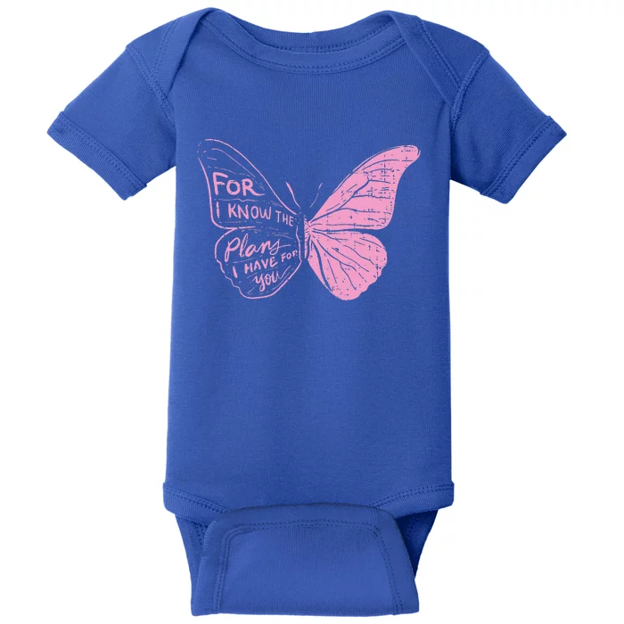 Butterfly I Know The Plans Verse Bible Jesus Christian Gift Baby Bodysuit