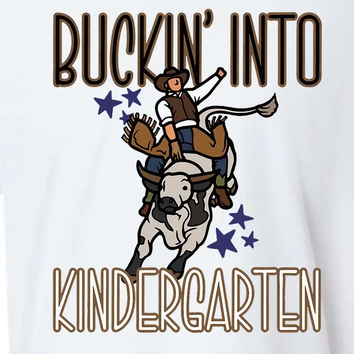 Buckin Into Kindergarten Back To School Cowboy Western Sueded Cloud Jersey T-Shirt