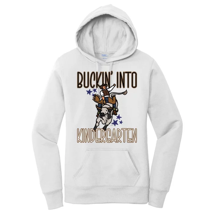 Buckin Into Kindergarten Back To School Cowboy Western Women's Pullover Hoodie