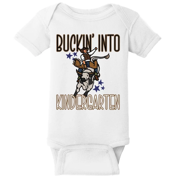 Buckin Into Kindergarten Back To School Cowboy Western Baby Bodysuit