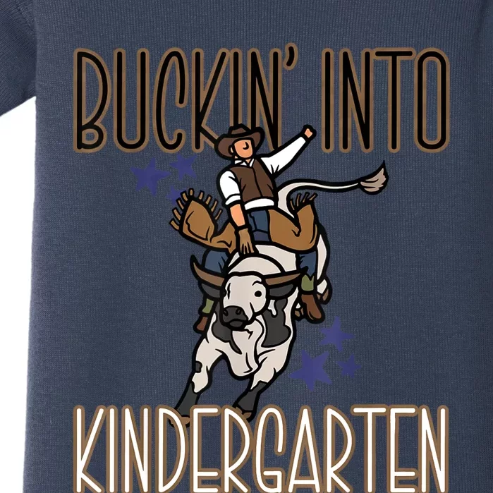 Buckin Into Kindergarten Back To School Cowboy Western Baby Bodysuit