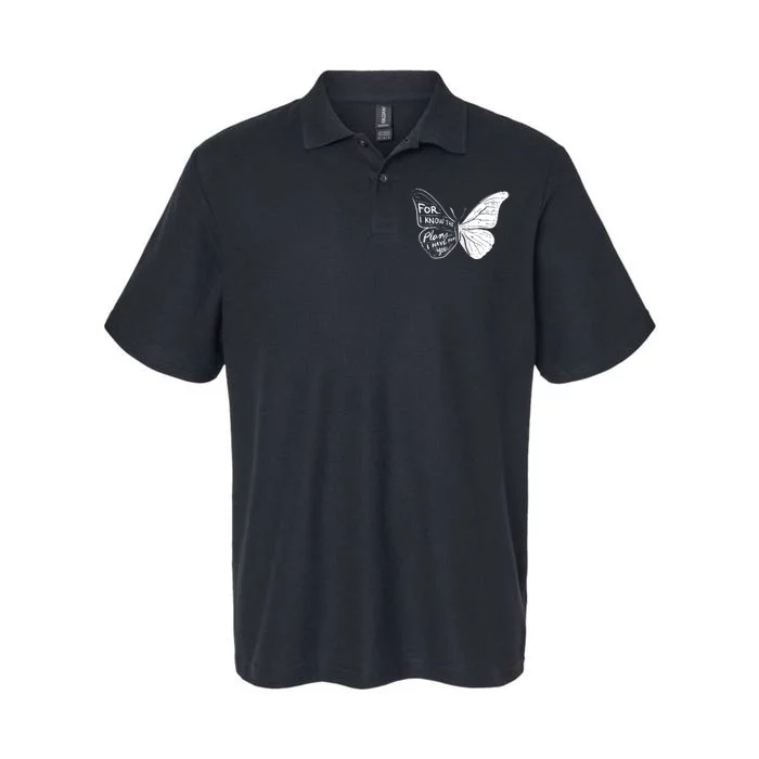 Butterfly I Know The Plans Verse Bible Jesus Christian Gift Softstyle Adult Sport Polo