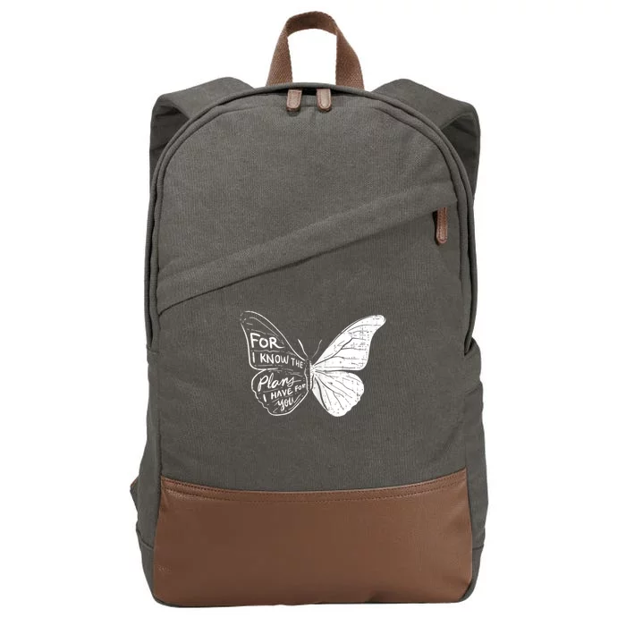 Butterfly I Know The Plans Verse Bible Jesus Christian Gift Cotton Canvas Backpack