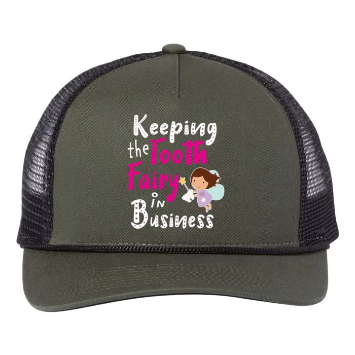 Best Im Keeping The Tooth Fairy Busy Gift Retro Rope Trucker Hat Cap