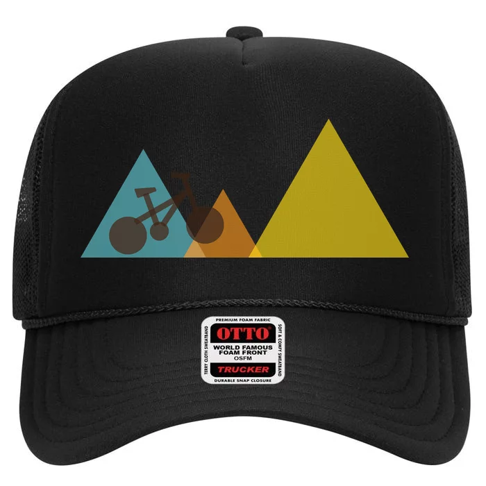 Bike Mountain Simple Logo High Crown Mesh Trucker Hat