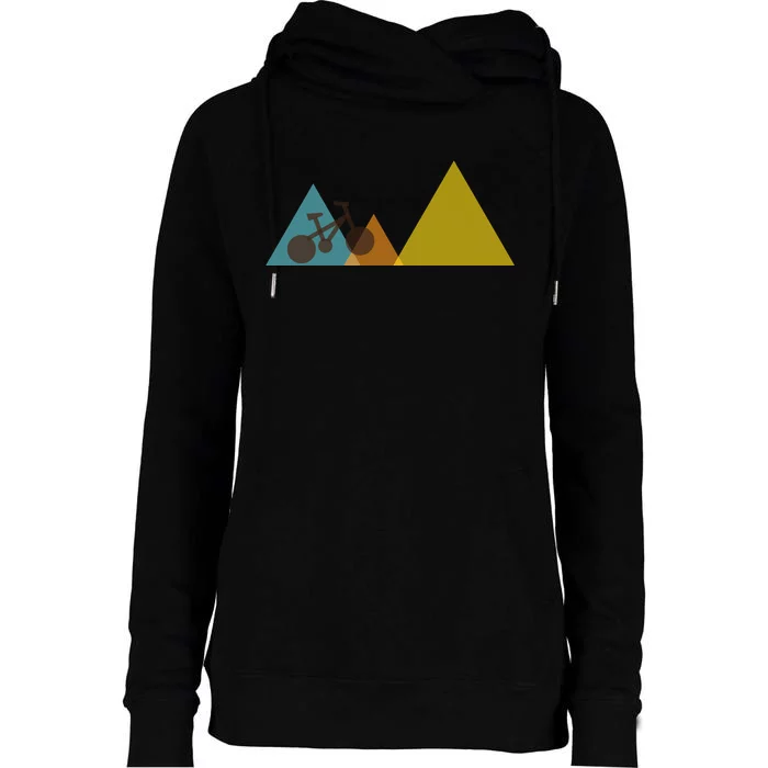 Bike Mountain Simple Logo Womens Funnel Neck Pullover Hood