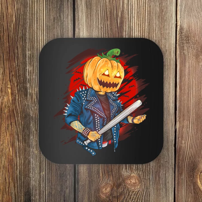 Biker Pumpkin Cool Halloween Coaster