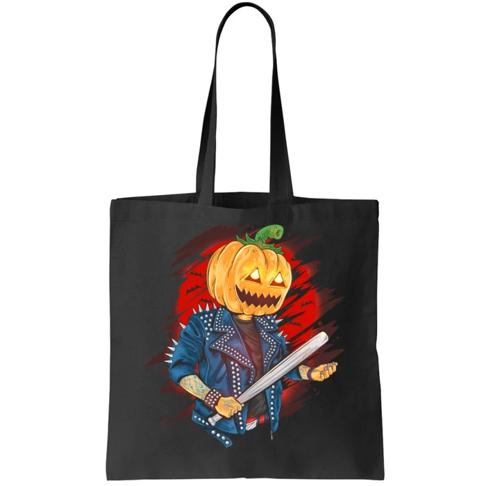 Biker Pumpkin Cool Halloween Tote Bag