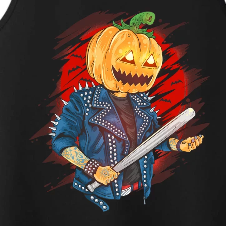 Biker Pumpkin Cool Halloween Performance Tank