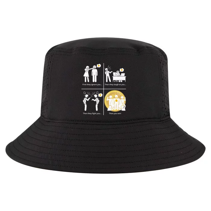 Bitcoin Ignore Laugh Fight And Win! Cool Comfort Performance Bucket Hat