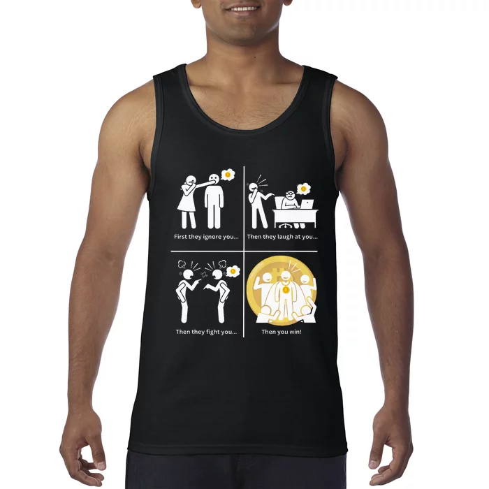 Bitcoin Ignore Laugh Fight And Win! Tank Top