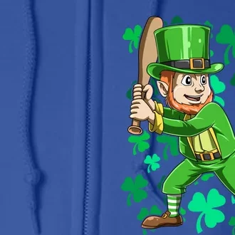 Baseball Irish Leprechaun Playing Baseball St Patrick's Day Gift Full Zip Hoodie