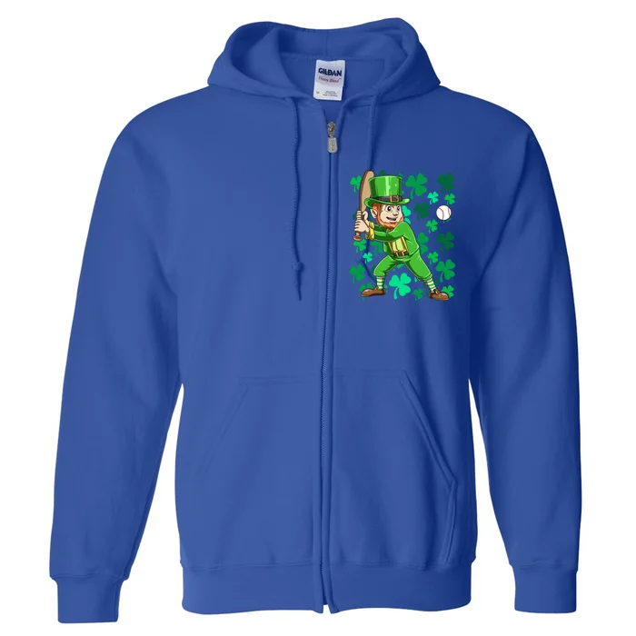 Baseball Irish Leprechaun Playing Baseball St Patrick's Day Gift Full Zip Hoodie