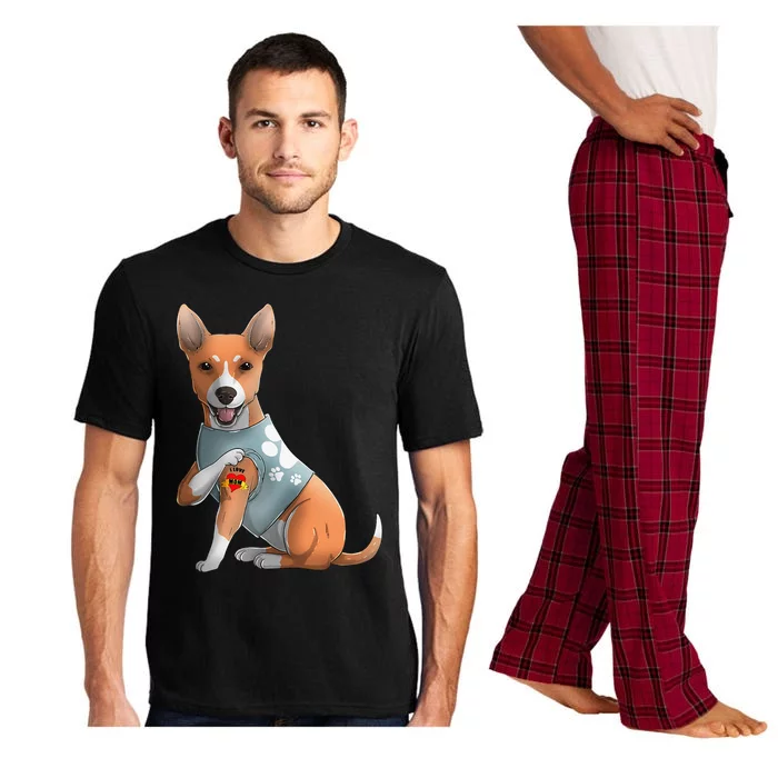 Basenji I Love Mom Tattoo Dog Funny Mothers Day Gift Pajama Set