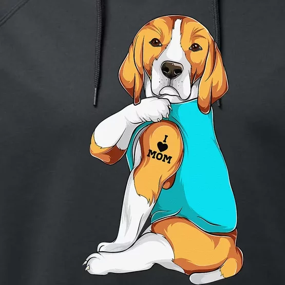 Beagle I Love Mom Apparel Dog Mom Gifts Wo Performance Fleece Hoodie