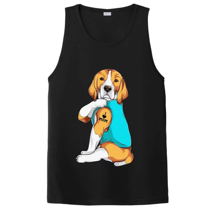 Beagle I Love Mom Apparel Dog Mom Gifts Wo Performance Tank