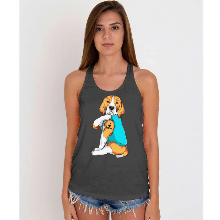 Beagle I Love Mom Apparel Dog Mom Gifts Wo Women's Knotted Racerback Tank