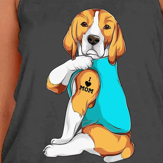 Beagle I Love Mom Apparel Dog Mom Gifts Wo Women's Knotted Racerback Tank