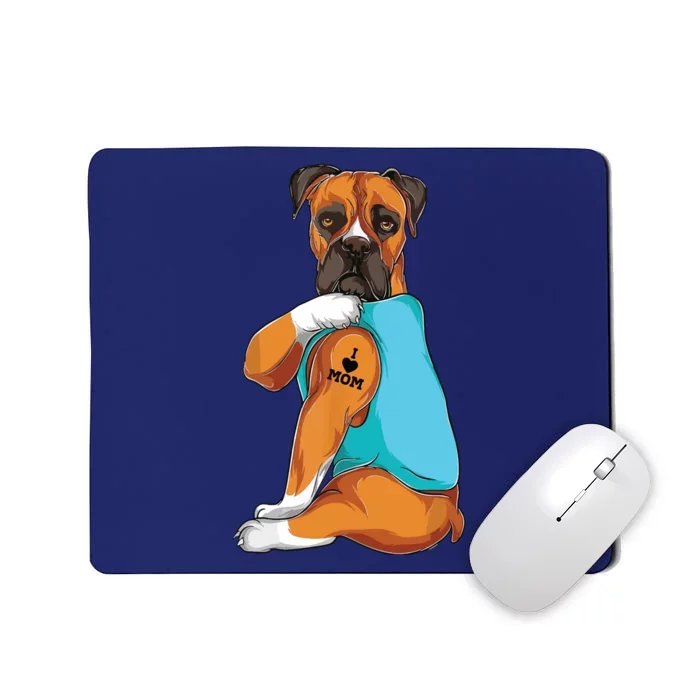 Boxer I Love Mom Tattoo Apparel Dog Mom Gifts Womens Mousepad