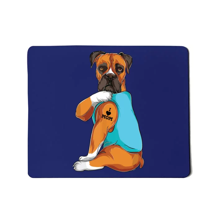 Boxer I Love Mom Tattoo Apparel Dog Mom Gifts Womens Mousepad