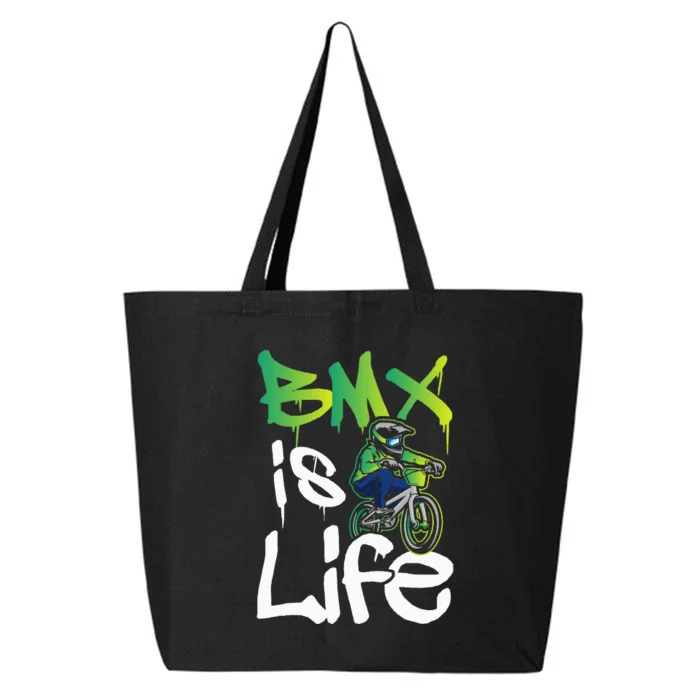 Bmx Is Life Cyclist Road Racing Freestyle Bike Rider 25L Jumbo Tote