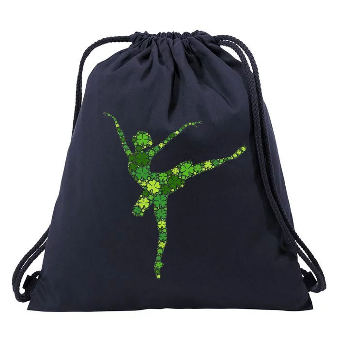 Ballet Irish Lucky Green Shamrock Clover St Patricks Day Drawstring Bag