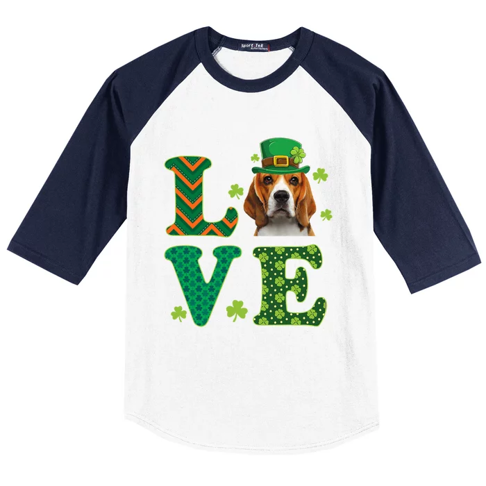 Beagle I Love My Beagle St Patricks Day Funny Dog Lover Baseball Sleeve Shirt