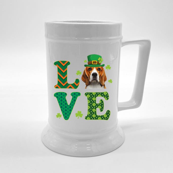 Beagle I Love My Beagle St Patricks Day Funny Dog Lover Front & Back Beer Stein