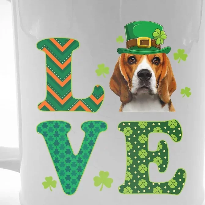 Beagle I Love My Beagle St Patricks Day Funny Dog Lover Front & Back Beer Stein