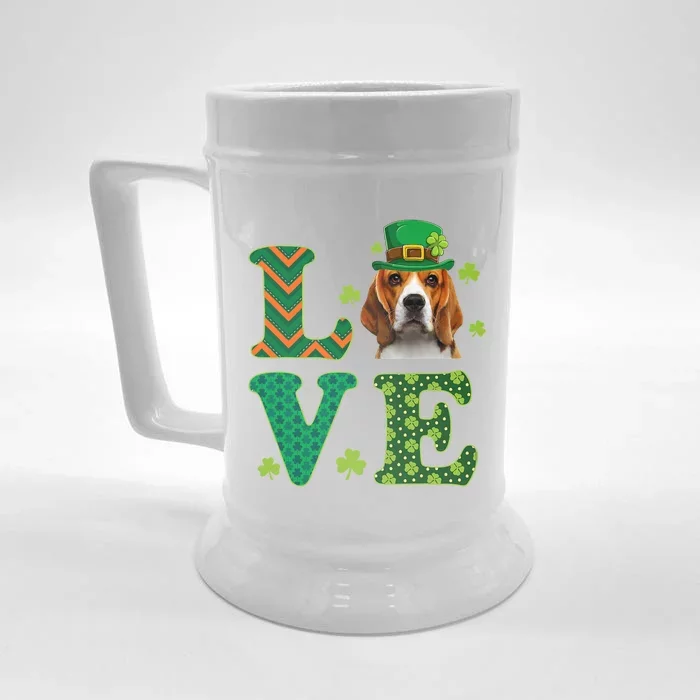 Beagle I Love My Beagle St Patricks Day Funny Dog Lover Front & Back Beer Stein