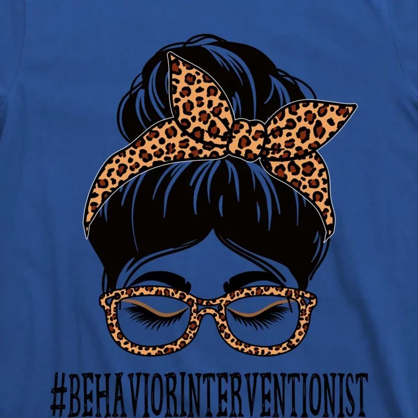 Behavior Interventionist Leopard Messy Bun Back To School Cute Gift T-Shirt