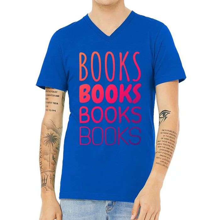 Book I Love Reading Books Bookworm Gift V-Neck T-Shirt