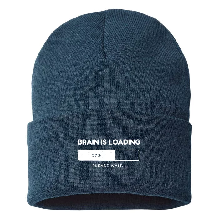 Brain Is Loading Please Wait Funny Sustainable Knit Beanie