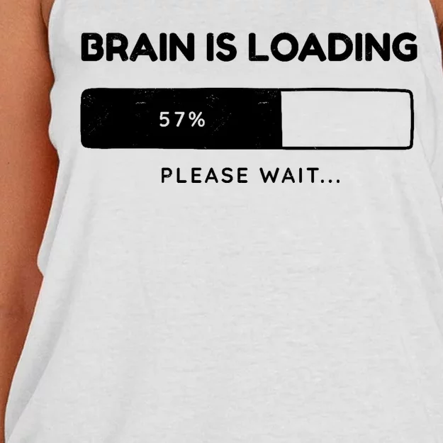 Brain Is Loading Please Wait Funny Women's Knotted Racerback Tank