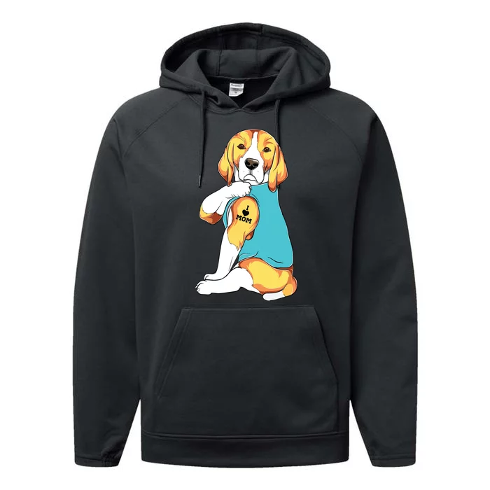 Beagle I Love Mom Apparel Dog Mom Gifts Womens Performance Fleece Hoodie